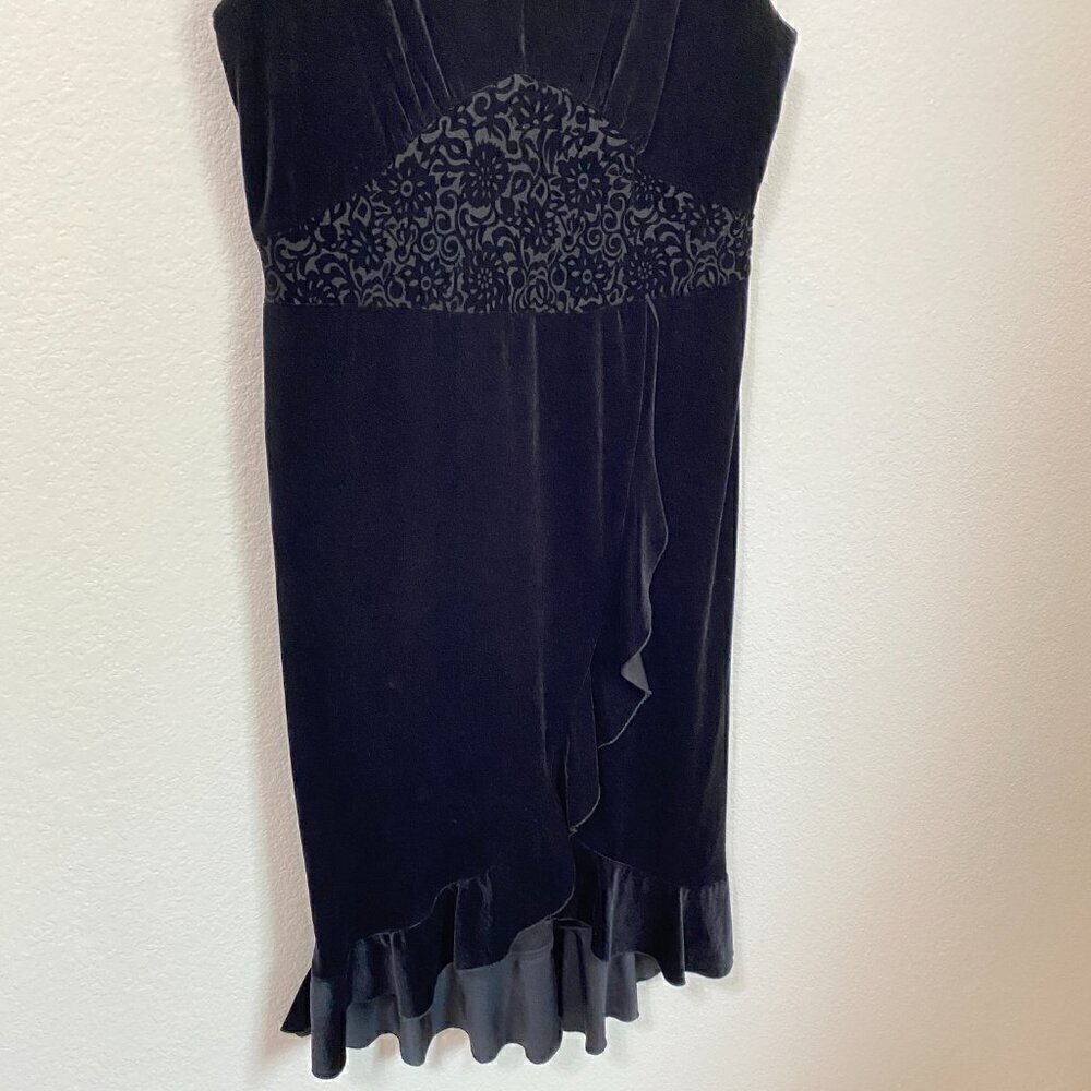 Vintage Studio Black Burnout Velvet Midi Dress Whimsigoth Dark Romantic Goth L - Picture 3 of 8